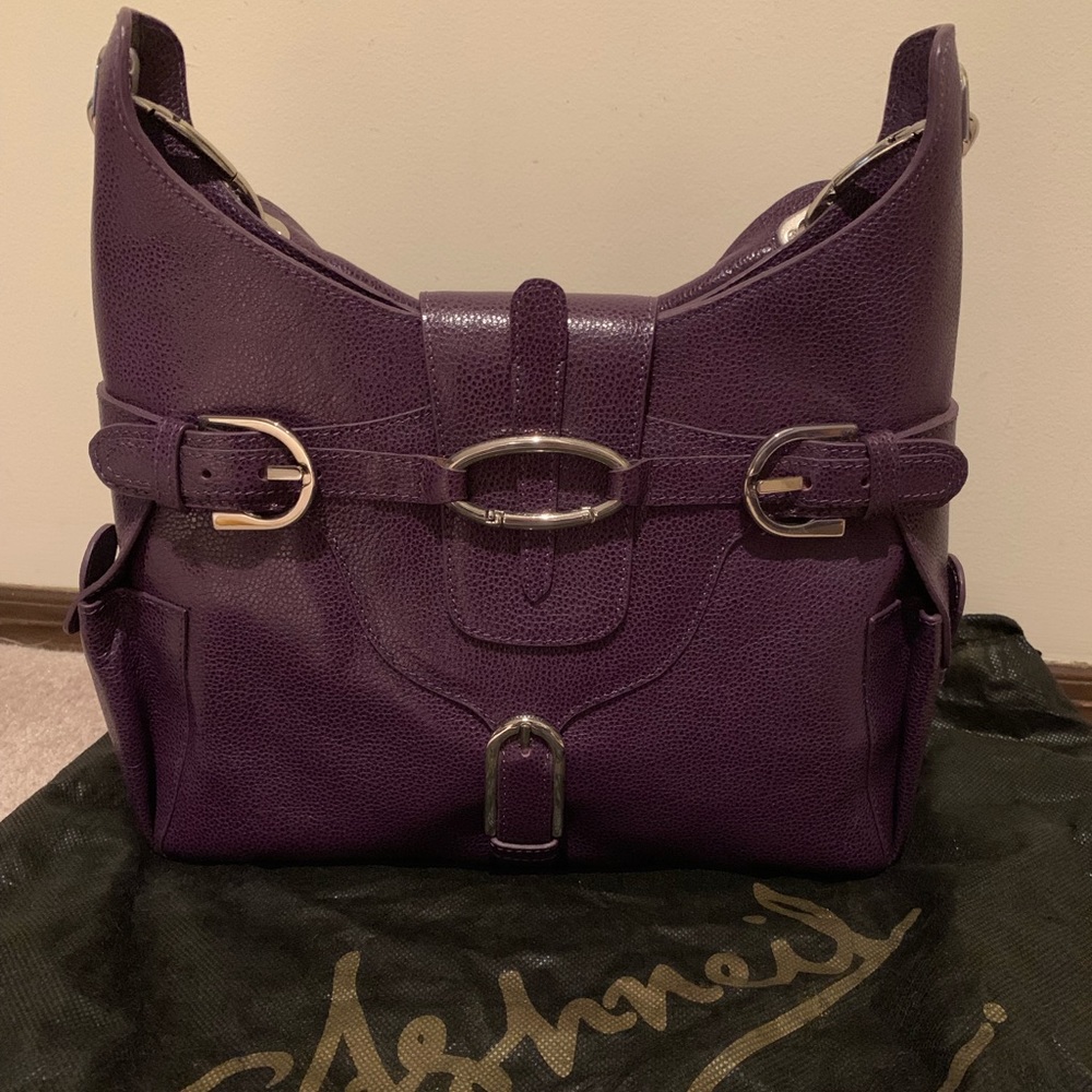 Ashneil eggplant color leather hobo